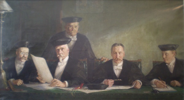 Landgerichtsdirektor Wulf mit Beisitzern